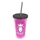 a translucent pink bottle & smoke lid & smoke straw 16 oz double - wall insulated transparent tumbler