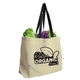 aerial view a natural with black handles the natural - 8 oz canvas tote, image 1 of 2
