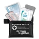 aerial view a black w/gray microfiber 11 pcs antiseptic and protective health living pack in zipper pouch, image 1 of 2