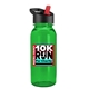 a black with red spout lid & transparent green bottle cadet - 18 oz tritan(tm) bottle with flip straw lid and digital imprint