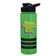 a transparent green bottle & black lid & black grip sergeant stripe - 24 oz tritan(tm) bottle with drink thru lid, stripe bands, and digital imprint