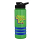 a transparent green bottle & black lid & blue grip sergeant stripe - 24 oz tritan(tm) bottle with drink thru lid, stripe bands, and digital imprint