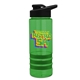 a transparent green bottle & black lid & green grip sergeant stripe - 24 oz tritan(tm) bottle with drink thru lid, stripe bands, and digital imprint