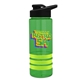 a transparent green bottle & black lid & lime-green grip sergeant stripe - 24 oz tritan(tm) bottle with drink thru lid, stripe bands, and digital imprint