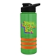 a transparent green bottle & black lid & orange grip sergeant stripe - 24 oz tritan(tm) bottle with drink thru lid, stripe bands, and digital imprint