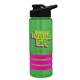 a transparent green bottle & black lid & hot pink grip sergeant stripe - 24 oz tritan(tm) bottle with drink thru lid, stripe bands, and digital imprint