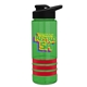 a transparent green bottle & black lid & red grip sergeant stripe - 24 oz tritan(tm) bottle with drink thru lid, stripe bands, and digital imprint