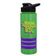 a transparent green bottle & black lid & violet grip sergeant stripe - 24 oz tritan(tm) bottle with drink thru lid, stripe bands, and digital imprint