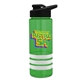 a transparent green bottle & black lid & white grip sergeant stripe - 24 oz tritan(tm) bottle with drink thru lid, stripe bands, and digital imprint