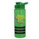 a transparent green bottle & green lid & black grip sergeant stripe - 24 oz tritan(tm) bottle with drink thru lid, stripe bands, and digital imprint