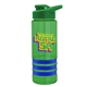 a transparent green bottle & green lid & blue grip sergeant stripe - 24 oz tritan(tm) bottle with drink thru lid, stripe bands, and digital imprint