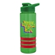 a transparent green bottle & green lid & red grip sergeant stripe - 24 oz tritan(tm) bottle with drink thru lid, stripe bands, and digital imprint