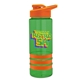 a transparent green bottle & orange lid & orange grip sergeant stripe - 24 oz tritan(tm) bottle with drink thru lid, stripe bands, and digital imprint