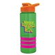 a transparent green bottle & orange lid & hot pink grip sergeant stripe - 24 oz tritan(tm) bottle with drink thru lid, stripe bands, and digital imprint