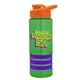 a transparent green bottle & orange lid & violet grip sergeant stripe - 24 oz tritan(tm) bottle with drink thru lid, stripe bands, and digital imprint