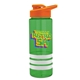 a transparent green bottle & orange lid & white grip sergeant stripe - 24 oz tritan(tm) bottle with drink thru lid, stripe bands, and digital imprint