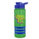 a transparent green bottle & blue lid & blue grip sergeant stripe - 24 oz tritan(tm) bottle with drink thru lid, stripe bands, and digital imprint
