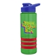 a transparent green bottle & blue lid & red grip sergeant stripe - 24 oz tritan(tm) bottle with drink thru lid, stripe bands, and digital imprint