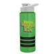a transparent green bottle & white lid & black grip sergeant stripe - 24 oz tritan(tm) bottle with drink thru lid, stripe bands, and digital imprint