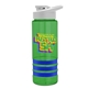 a transparent green bottle & white lid & blue grip sergeant stripe - 24 oz tritan(tm) bottle with drink thru lid, stripe bands, and digital imprint