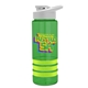 a transparent green bottle & white lid & lime-green grip sergeant stripe - 24 oz tritan(tm) bottle with drink thru lid, stripe bands, and digital imprint