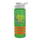 a transparent green bottle & white lid & orange grip sergeant stripe - 24 oz tritan(tm) bottle with drink thru lid, stripe bands, and digital imprint