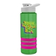 a transparent green bottle & white lid & hot pink grip sergeant stripe - 24 oz tritan(tm) bottle with drink thru lid, stripe bands, and digital imprint