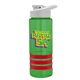 a transparent green bottle & white lid & red grip sergeant stripe - 24 oz tritan(tm) bottle with drink thru lid, stripe bands, and digital imprint
