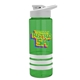a transparent green bottle & white lid & white grip sergeant stripe - 24 oz tritan(tm) bottle with drink thru lid, stripe bands, and digital imprint