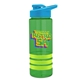 a transparent green bottle & cyan lid & lime-green grip sergeant stripe - 24 oz tritan(tm) bottle with drink thru lid, stripe bands, and digital imprint