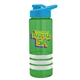 a transparent green bottle & cyan lid & white grip sergeant stripe - 24 oz tritan(tm) bottle with drink thru lid, stripe bands, and digital imprint