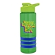 a transparent green bottle & lime-green lid & blue grip sergeant stripe - 24 oz tritan(tm) bottle with drink thru lid, stripe bands, and digital imprint