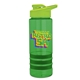 a transparent green bottle & lime-green lid & green grip sergeant stripe - 24 oz tritan(tm) bottle with drink thru lid, stripe bands, and digital imprint