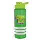 a transparent green bottle & lime-green lid & white grip sergeant stripe - 24 oz tritan(tm) bottle with drink thru lid, stripe bands, and digital imprint