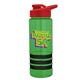 a transparent green bottle & red lid & black grip sergeant stripe - 24 oz tritan(tm) bottle with drink thru lid, stripe bands, and digital imprint