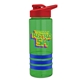 a transparent green bottle & red lid & blue grip sergeant stripe - 24 oz tritan(tm) bottle with drink thru lid, stripe bands, and digital imprint