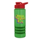 a transparent green bottle & red lid & green grip sergeant stripe - 24 oz tritan(tm) bottle with drink thru lid, stripe bands, and digital imprint
