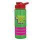 a transparent green bottle & red lid & hot pink grip sergeant stripe - 24 oz tritan(tm) bottle with drink thru lid, stripe bands, and digital imprint