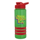 a transparent green bottle & red lid & red grip sergeant stripe - 24 oz tritan(tm) bottle with drink thru lid, stripe bands, and digital imprint