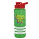 a transparent green bottle & red lid & white grip sergeant stripe - 24 oz tritan(tm) bottle with drink thru lid, stripe bands, and digital imprint