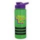 a transparent green bottle & violet lid & black grip sergeant stripe - 24 oz tritan(tm) bottle with drink thru lid, stripe bands, and digital imprint