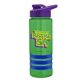 a transparent green bottle & violet lid & blue grip sergeant stripe - 24 oz tritan(tm) bottle with drink thru lid, stripe bands, and digital imprint