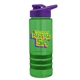 a transparent green bottle & violet lid & green grip sergeant stripe - 24 oz tritan(tm) bottle with drink thru lid, stripe bands, and digital imprint