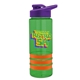 a transparent green bottle & violet lid & orange grip sergeant stripe - 24 oz tritan(tm) bottle with drink thru lid, stripe bands, and digital imprint