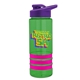 a transparent green bottle & violet lid & hot pink grip sergeant stripe - 24 oz tritan(tm) bottle with drink thru lid, stripe bands, and digital imprint