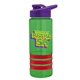 a transparent green bottle & violet lid & red grip sergeant stripe - 24 oz tritan(tm) bottle with drink thru lid, stripe bands, and digital imprint