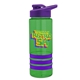 a transparent green bottle & violet lid & violet grip sergeant stripe - 24 oz tritan(tm) bottle with drink thru lid, stripe bands, and digital imprint