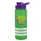 a transparent green bottle & violet lid & white grip sergeant stripe - 24 oz tritan(tm) bottle with drink thru lid, stripe bands, and digital imprint