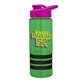 a transparent green bottle & pink lid & black grip sergeant stripe - 24 oz tritan(tm) bottle with drink thru lid, stripe bands, and digital imprint