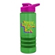 a transparent green bottle & pink lid & green grip sergeant stripe - 24 oz tritan(tm) bottle with drink thru lid, stripe bands, and digital imprint